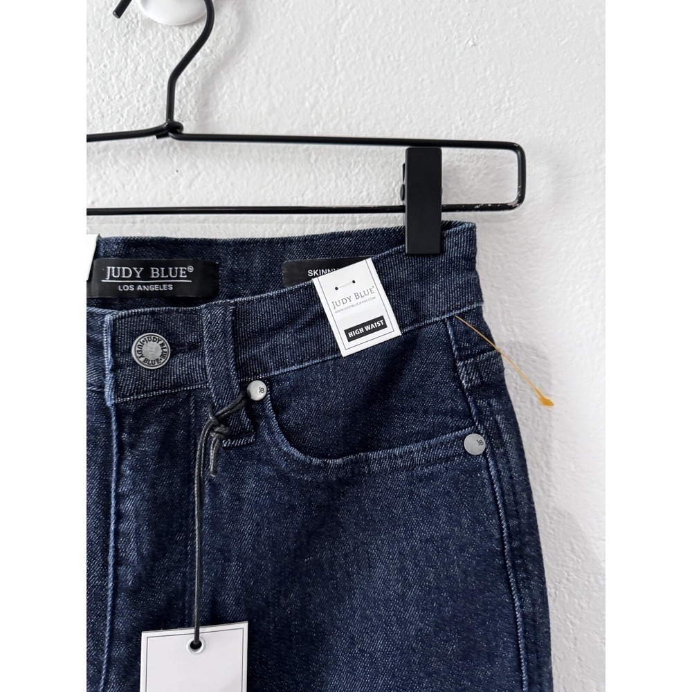 Judy Blue Tummy Control Skinny High Waist Jeans Raw Hem Dark Wash Sz 26‎ - Picture 4 of 16